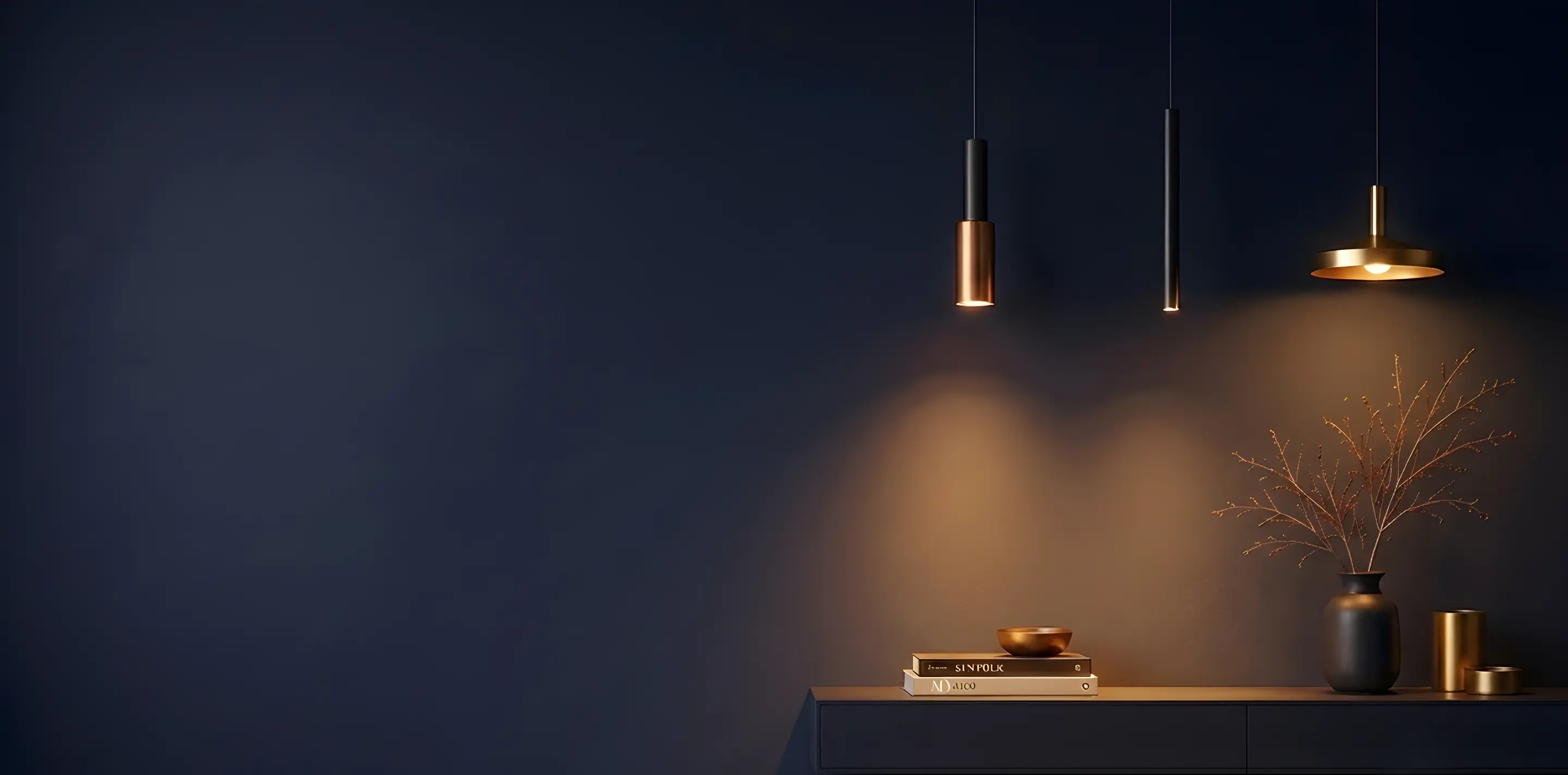 Modern lighting fixtures illuminating a living space